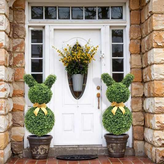 Bunny Topiary With Golden Bow